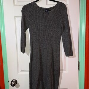 Gap Charcoal Sweater Quarter Sleeve Dress